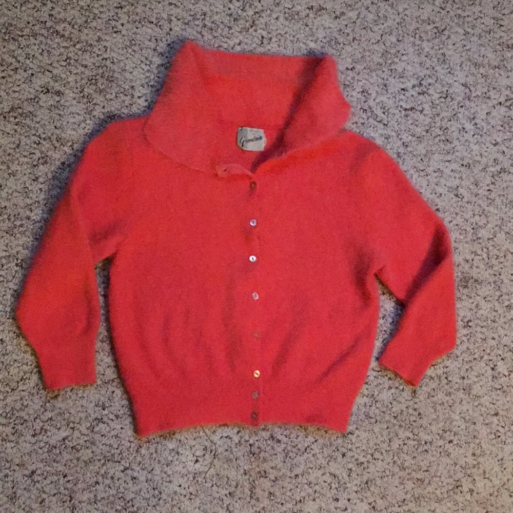 Coral cashmere handmade cardigan